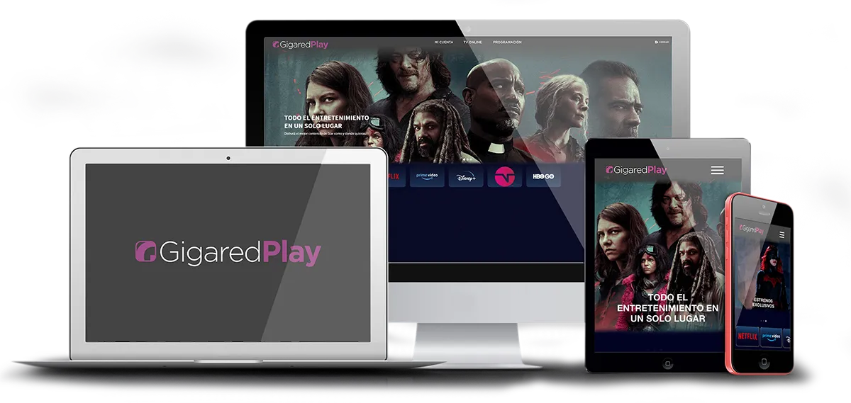 Gigared Play en notebook, monitor, tablet y celular